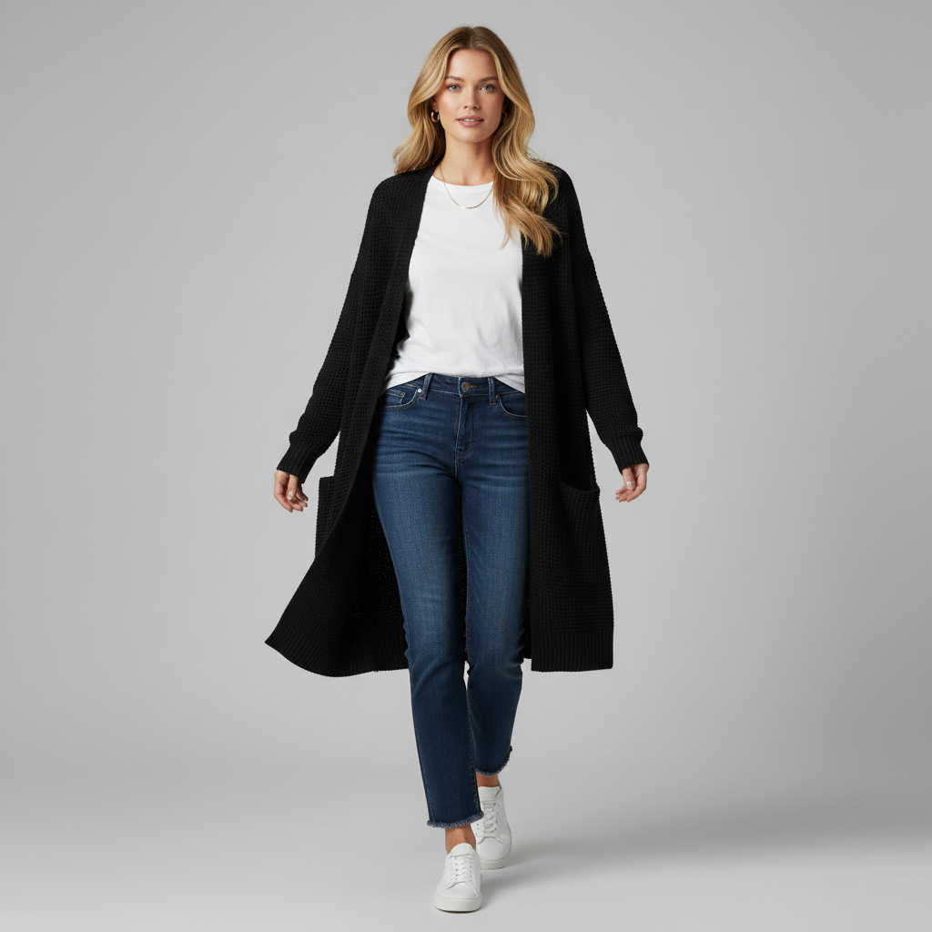 Cardigan Élégant Femme | Vêtement Polyvalent en Acrylique