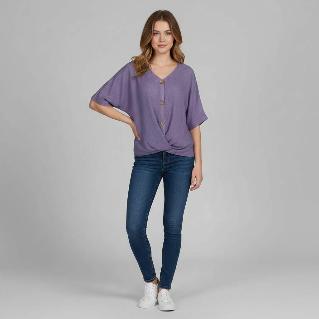 Chemisier Femme Chic Col V | Blouse Femme Élégante