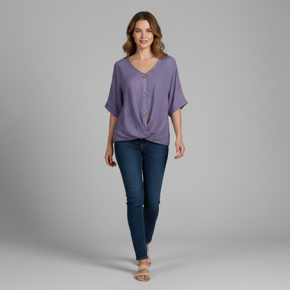 Chemisier Femme Chic Col V | Blouse Femme Élégante