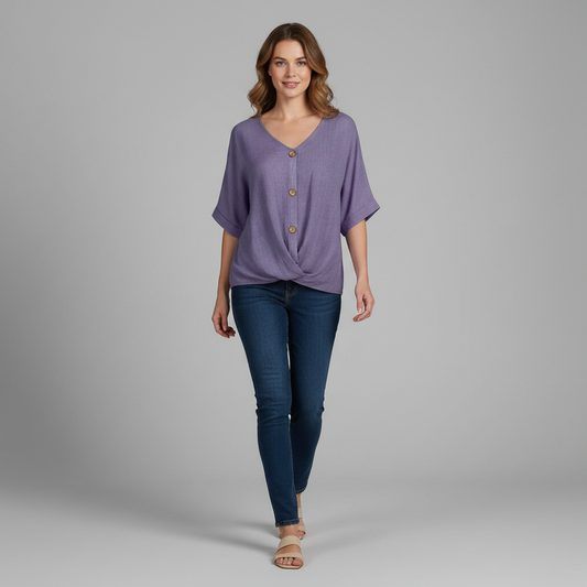 Chemisier Femme Chic Col V | Blouse Femme Élégante
