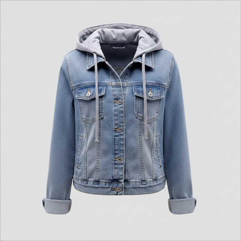 Veste Femme en Jean avec Capuche Amovible | Veste Décontractée