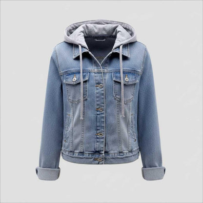 Veste Femme en Jean avec Capuche Amovible | Veste Décontractée