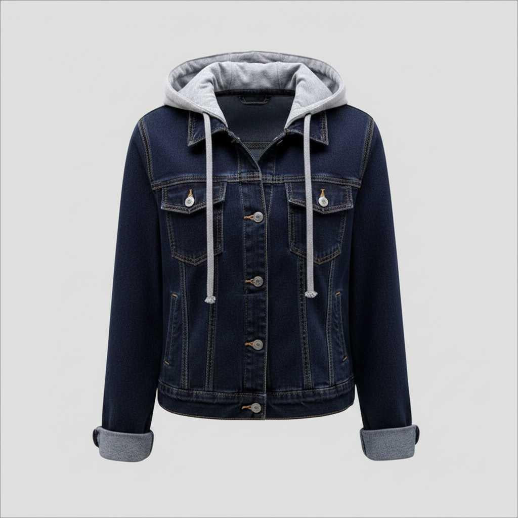 Veste Femme en Jean avec Capuche Amovible | Veste Décontractée