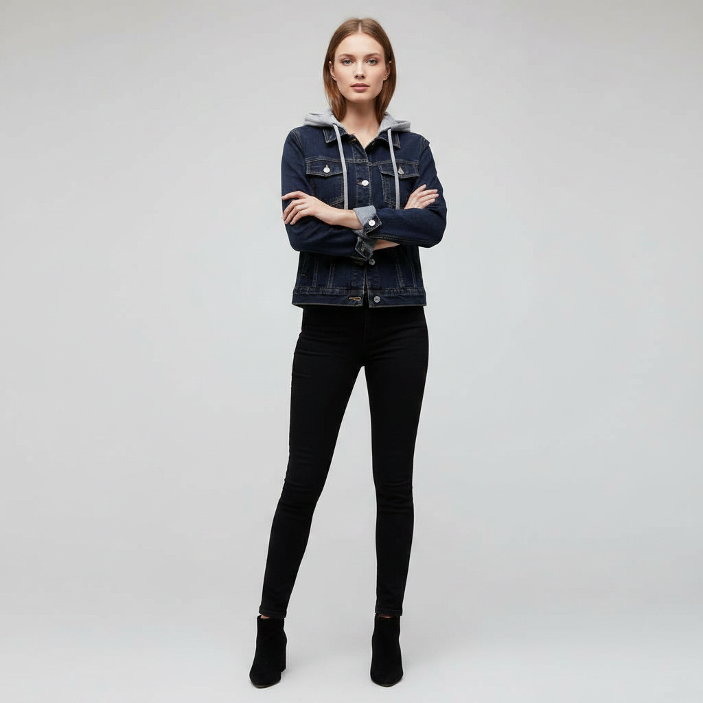Veste Femme en Jean avec Capuche Amovible | Veste Décontractée