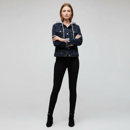 Veste Femme en Jean avec Capuche Amovible | Veste Décontractée